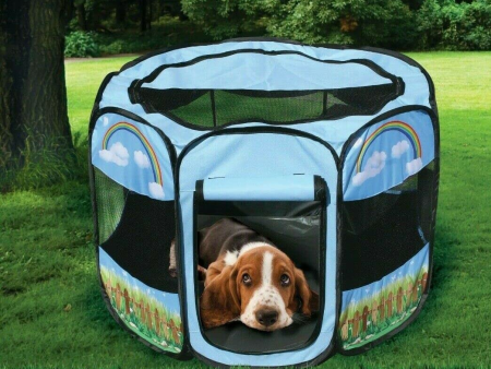 Pet Portable Foldable Play Pen Exercise Kennel Dogs Cats Indoor Outdoor Tent for Small Medium Large Pets Animal Playpen with Pop up Mesh Cover Great for Travel by For Cheap