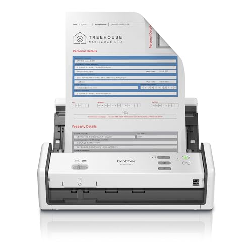 Brother ADS-1300 Compact Desktop Scanner | Scan Speeds of Up to 30ppm | Single Pass Double-Sided Scanning Fashion