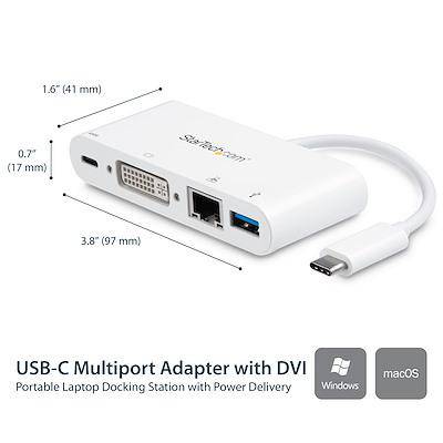 StarTech USB C Multiport Adapter DVI-D (Digital), GbE, USB-A Dock DKT30CDVPD (3 Years Manufacture Local Warranty In Singapore) Supply