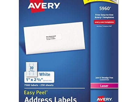 Avery 5960 Laser Labels, Mailing, 1-Inch x2-5 8-Inch, 7500 BX, White Supply