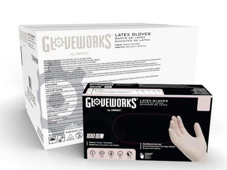 GLOVEWORKS Industrial White Latex Gloves - 4 mil, Powder Free Discount