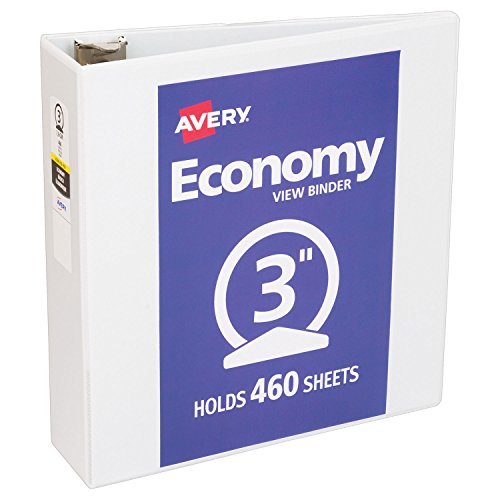 Avery AVE05741 Economy Vinyl Round Ring View 3-Ring Binders, 3 Capacity, White, (12 Pack) Online Hot Sale