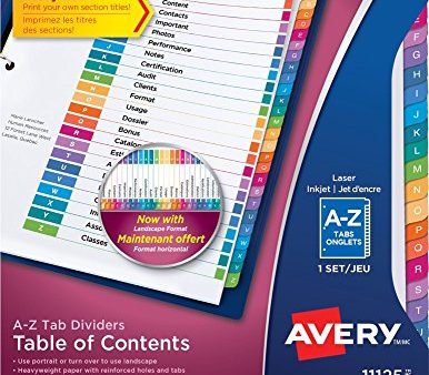 Avery 11125 Ready Index A-Z Tab Dividers, Letter Size, Multicolor, 26 Tabs ST Online now