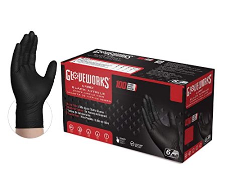 GLOVEWORKS HD Black Nitrile Gloves, 6 mil Disposable Gloves, Latex Free Gloves Supply