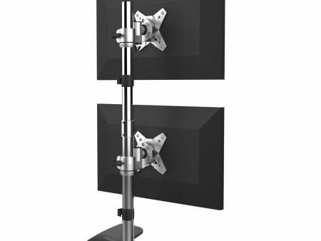 Startech Vertical Dual Monitor Stand - Ergonomic Desktop Stacked Two Monitor Stand up to 27 inch VESA Mount Displays, Free Standing Universal Monitor Mount, Height Adjustable Silver ARMDUOVS (5 Years Manufacture Local Warranty In Singapore) Online Sale