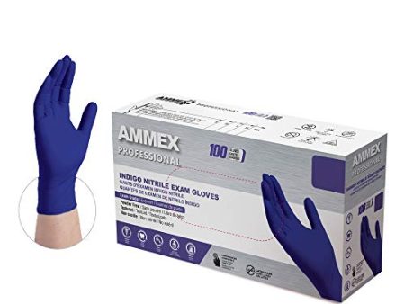 AMMEX Indigo Nitrile Disposable Exam Gloves, 3 Mil, Latex Powder Free, Food-Safe, Textured, Non-Sterile, X-Large, Box of 100 Hot on Sale