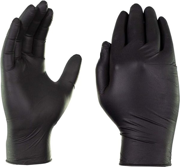 X3 Black Nitrile Disposable Industrial-Grade Gloves 3 Mil, Latex and Powder-Free, Food-Safe, Non-Sterile, Lightly-Textured on Sale