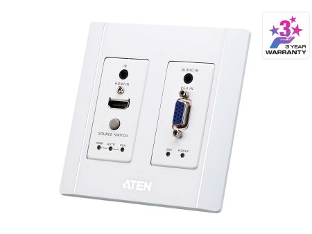 Aten HDMI & VGA HDBaseT Transmitter with US Wall Plate   PoH (4K@100m) (HDBaseT Class A) (PoH PD) -VE2812AUST2 (1 Year Manufacture Local Warranty In Singapore) For Discount