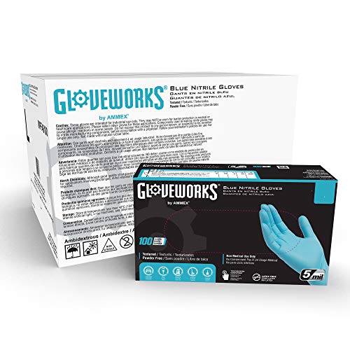 GLOVEWORKS Blue Disposable Nitrile Industrial Gloves, 5 Mil Large, Case of 1000, Latex & Powder-Free Cheap