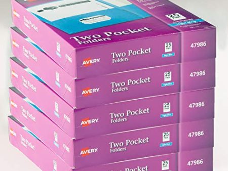 Avery Two-Pocket Folders, Light Blue, Case Pack of 125 Folders (47986) Online now